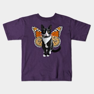 Bicolor Tuxedo Monarch Flitter Kitty Kids T-Shirt